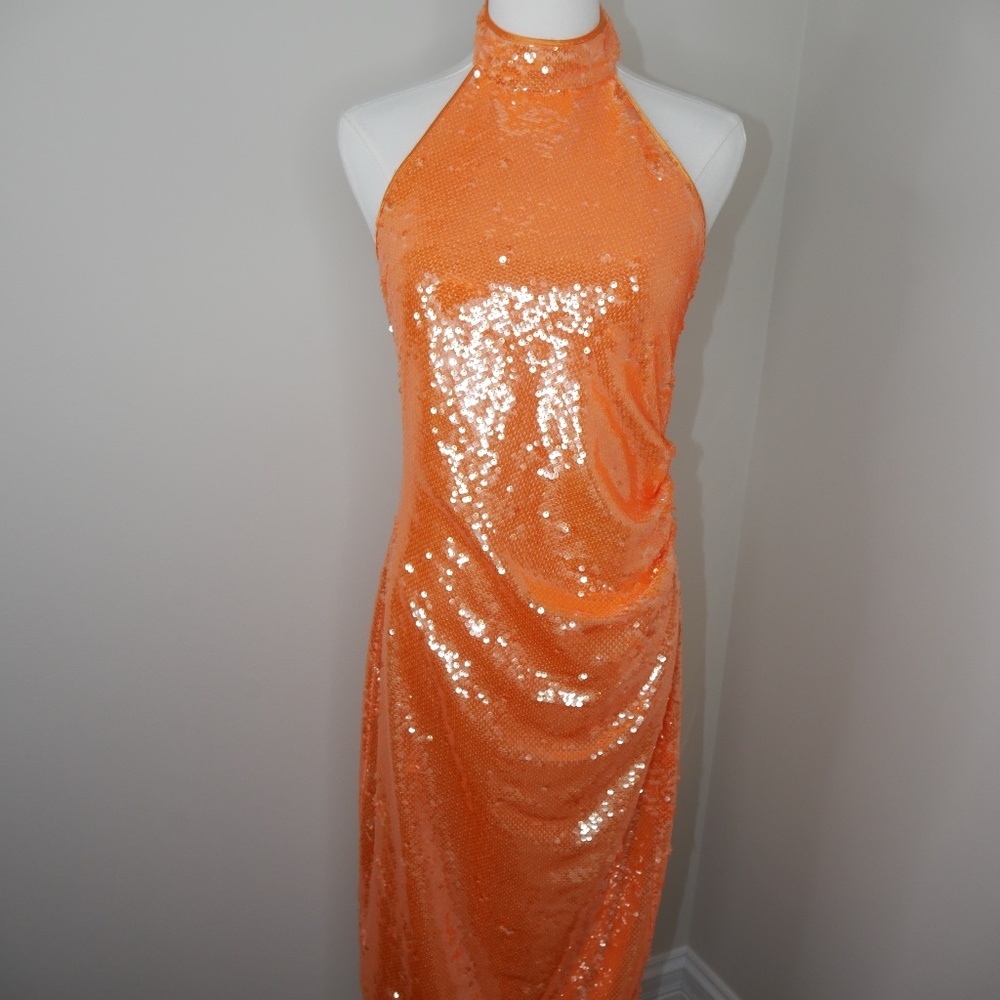 Caroline Constas Halterneck Sequenced Dress